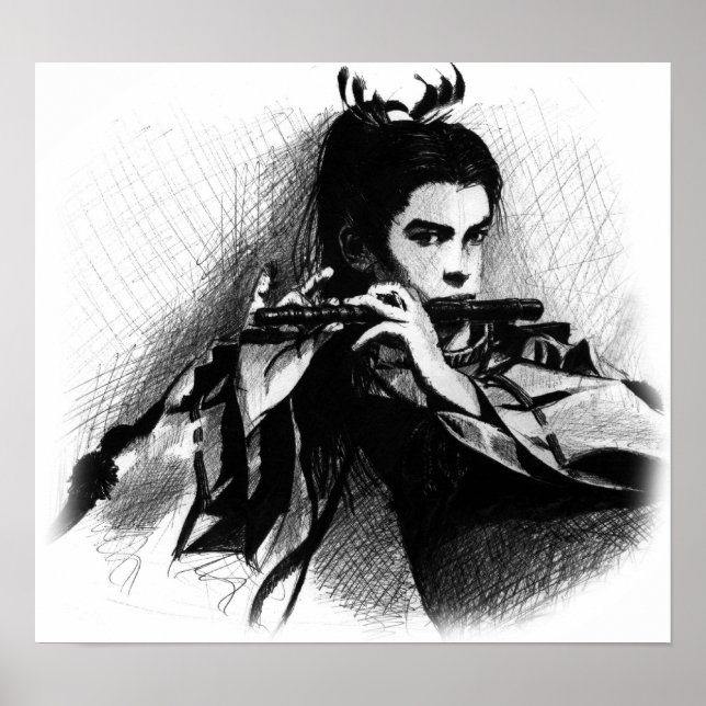 Póster músico de samurai (Frente)