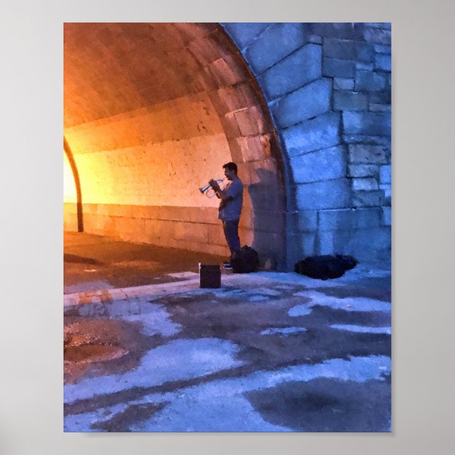 Póster Músico en verano en Riverside Park en Nueva York (Frente)