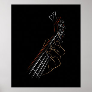 Póster Músico Guitariano de Música Bass Guitar Player Roc