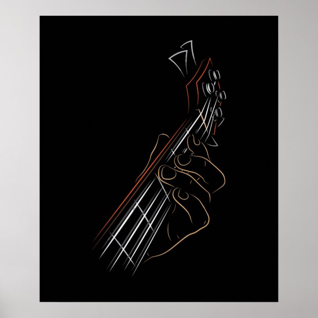 Póster Músico Guitariano de Música Bass Guitar Player Roc (Frente)