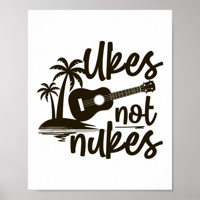 Póster Músico hawaiano de Ukes Not Nukes (Frente)