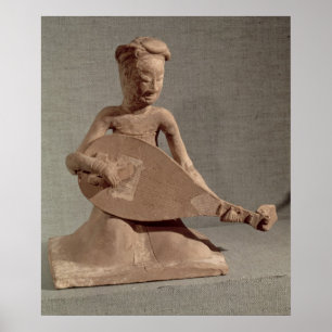 Póster Músico sentado tocando un laúd, de