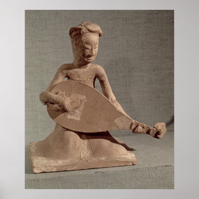 Póster Músico sentado tocando un laúd, de (Frente)