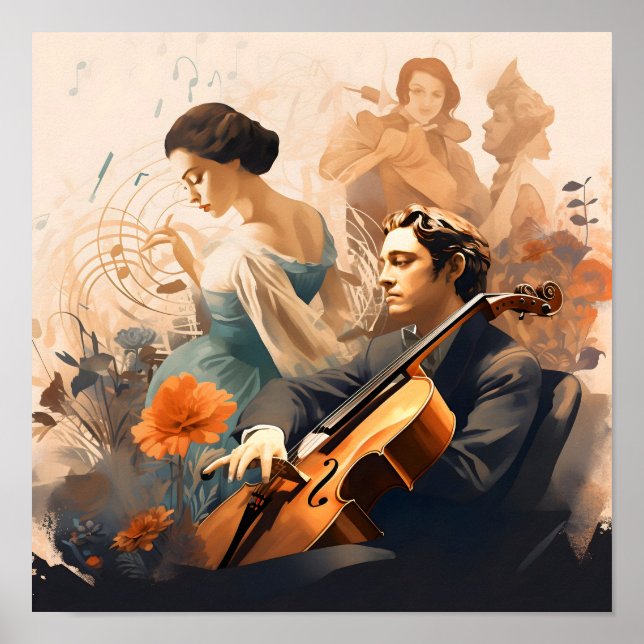 Póster Músico tocando Cello (Frente)