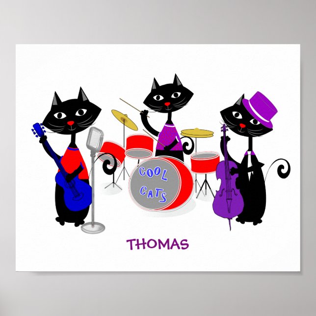 Póster Músicos de gato Personalizado de bandas musicales  (Frente)