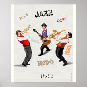 Póster Músicos de Jazz Retro Music Blues Vintage ART Pain