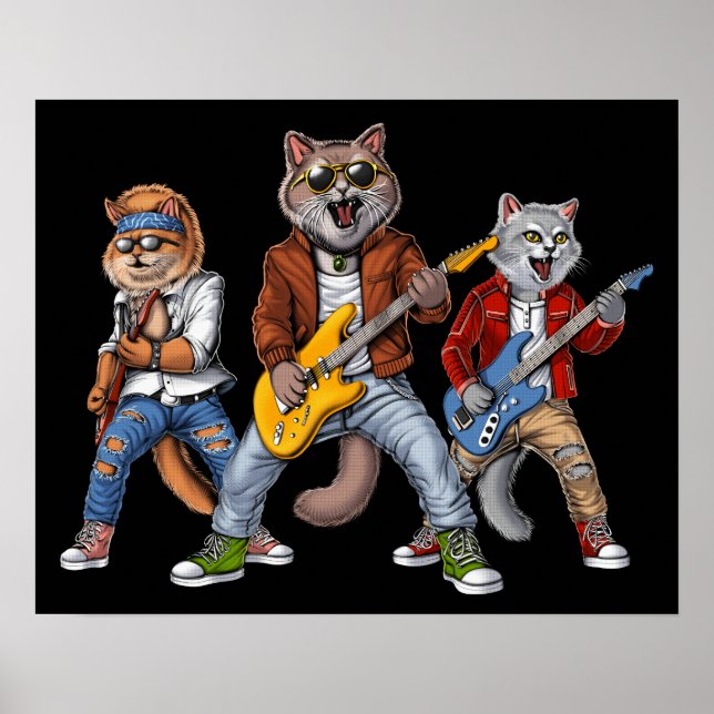 Póster Músicos De Rock Cats (Frente)