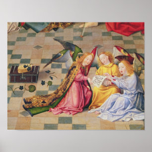Póster Músicos del ángel del panel derecho del altarpiece