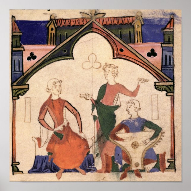 Póster Músicos tocando castañuelas y salterias (Frente)