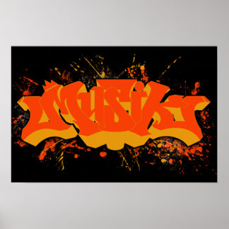 Póster Musik orange yellow splatter