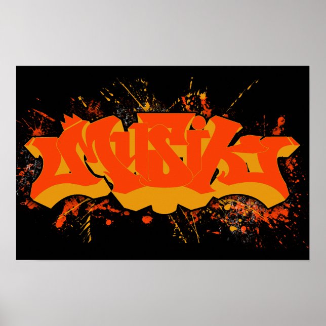 Póster Musik orange yellow splatter (Frente)