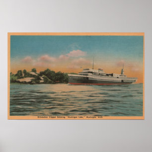 Póster Muskegon, MI - vista de las podadoras de Milwaukee