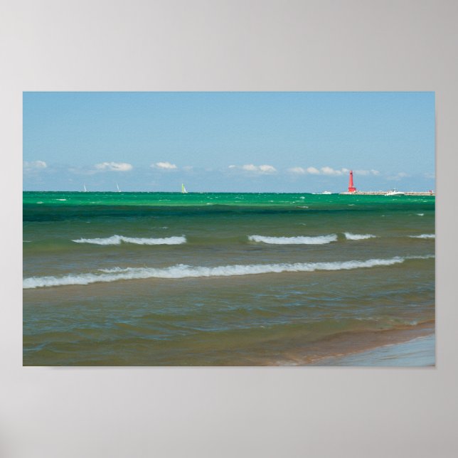 Póster Muskegon Pier Light, Muskegon, Michigan (Frente)