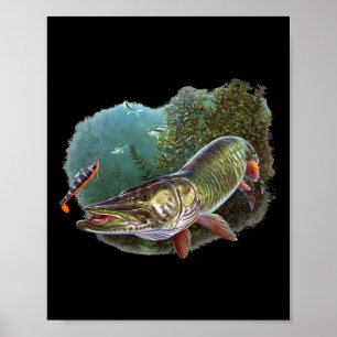 Póster Muskie Hunter Musky Fisherman Fly Fishing Lure Nov