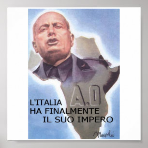 Póster Mussolini Italiano África Oriental