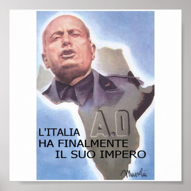 Póster Mussolini Italiano África Oriental (Frente)