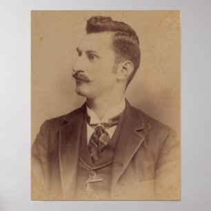 Póster Mustache curly de los años 1890
