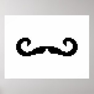 Póster Mustache de manillar para píxeles de 8 bits