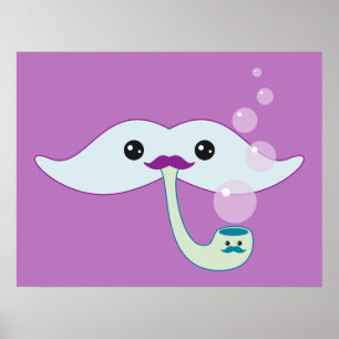 Póster Mustache púrpura