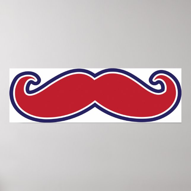 Póster Mustache - Rojo, Blanco y Azul (Frente)