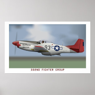 Póster Mustango de P-51D de los aviadores de Tuskegee