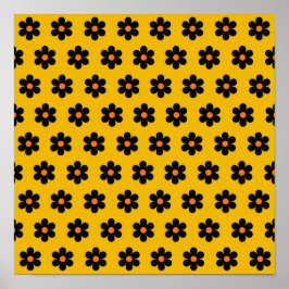 Póster Mustard Otoño Patrón de flores botánicas Muro de c
