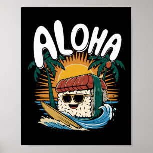 Póster Musubi Surfista Surfing Comida Hawaiana Hawaii Kaw