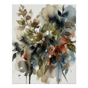 Póster Muted Forest Watercolor
