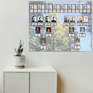 Póster Muted Pine Tree Forest Photo with Two Family Trees