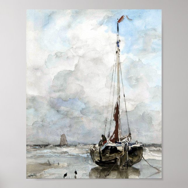 Póster Muted Sailboat Watercolor Painting (Frente)