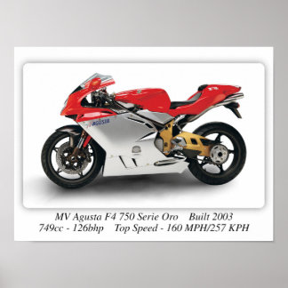 Póster MV Agusta F4750 Serie Oro Motocicleta - A3 Tamaño