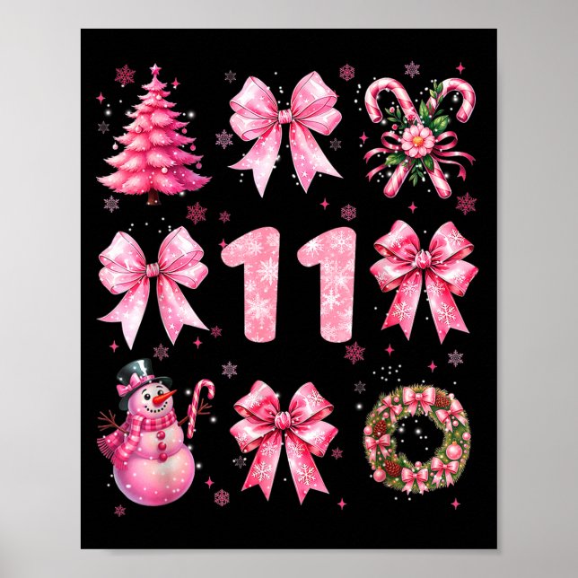 Póster My 11th Birthday Nk Santa Coquette Snowman 11 Year (Frente)