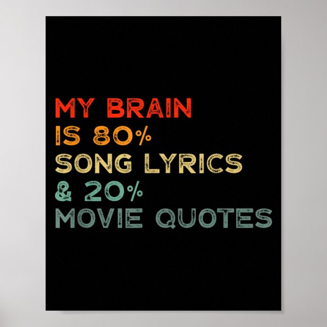 Póster My Brain Is 80% Song Lyrics &amp; 20% Movie Quotes (Frente)