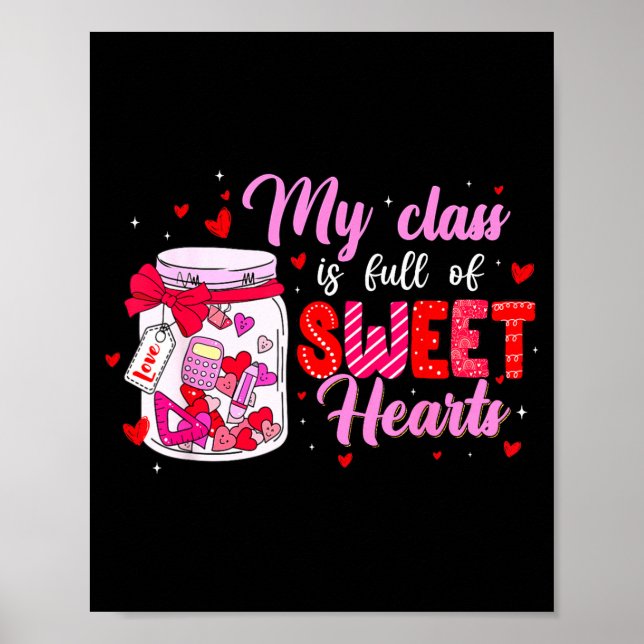 Póster My Cl Is Full Of Sweethearts For Teacher Women Val (Frente)