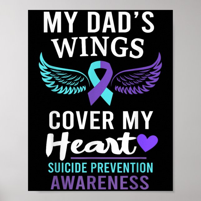 Póster My Dad's Wings Cover Heart Suicide Awareness Ribbo (Frente)