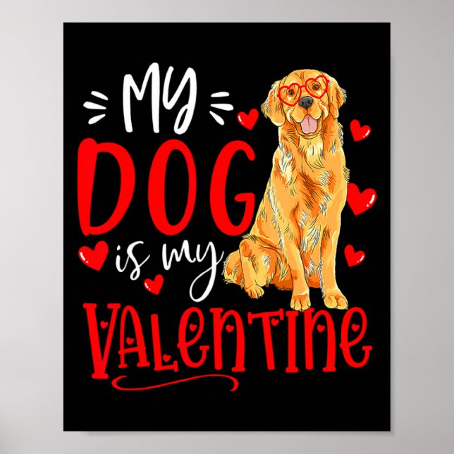 Póster My Dog Is My Valentine Golden Retriever Valentines (Frente)