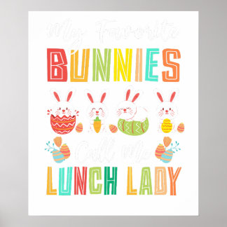Póster my favorite bunnies call me lunch lady, retro, vin
