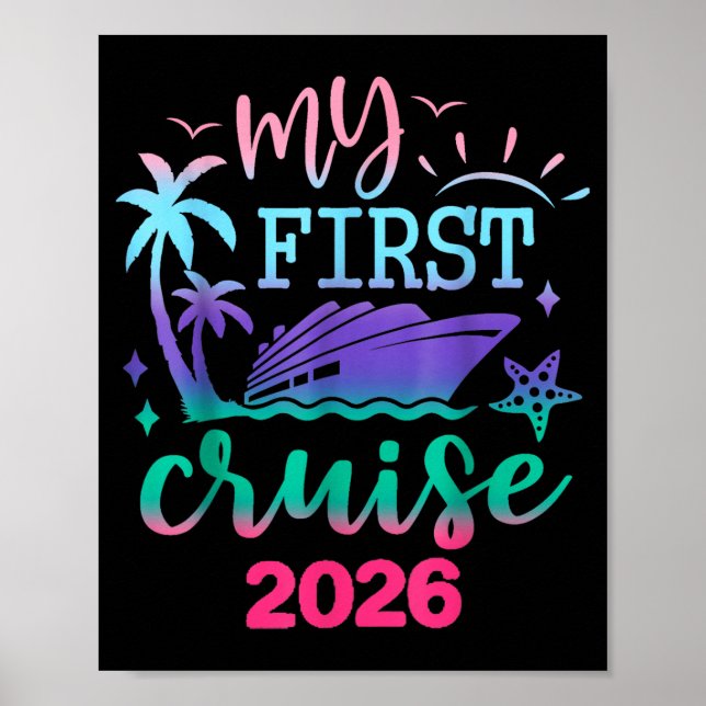 Póster My First Cruise 2026 Family Vacation Trip Ship Mat (Frente)