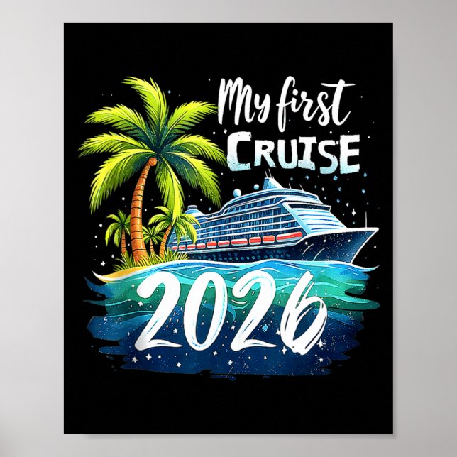 Póster My First Cruise 2026 Funny First Time Cruise Vacat (Frente)