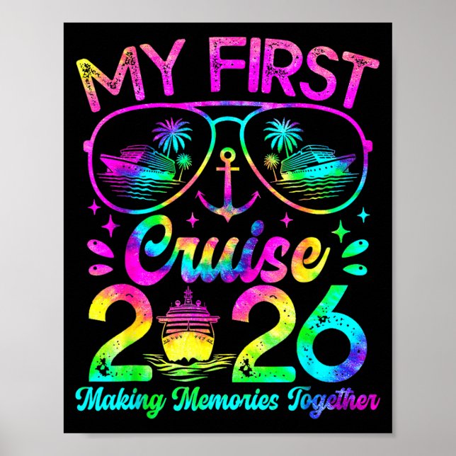 Póster My First Cruise 2026 Funny First Time Cruise Vacat (Frente)