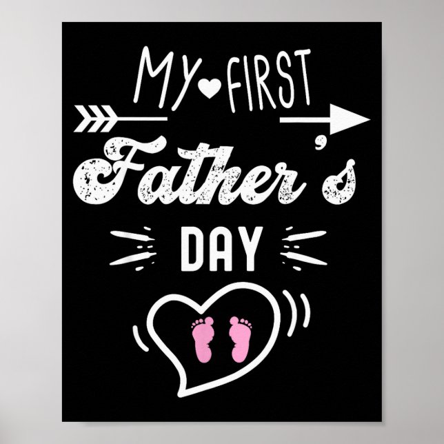 Póster My First Father's Day First Time Daddy New Dad Mat (Frente)