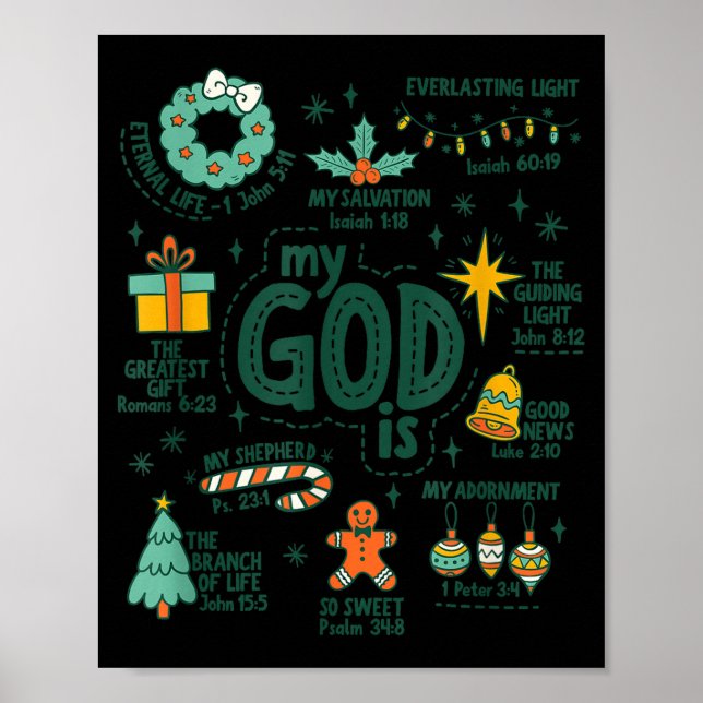 Póster My God Is Christmas Jesus Is The Reason Faith Chri (Frente)