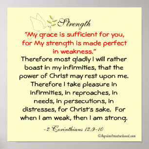 Póster My grace is sufficient for you Bible Quote Prayer