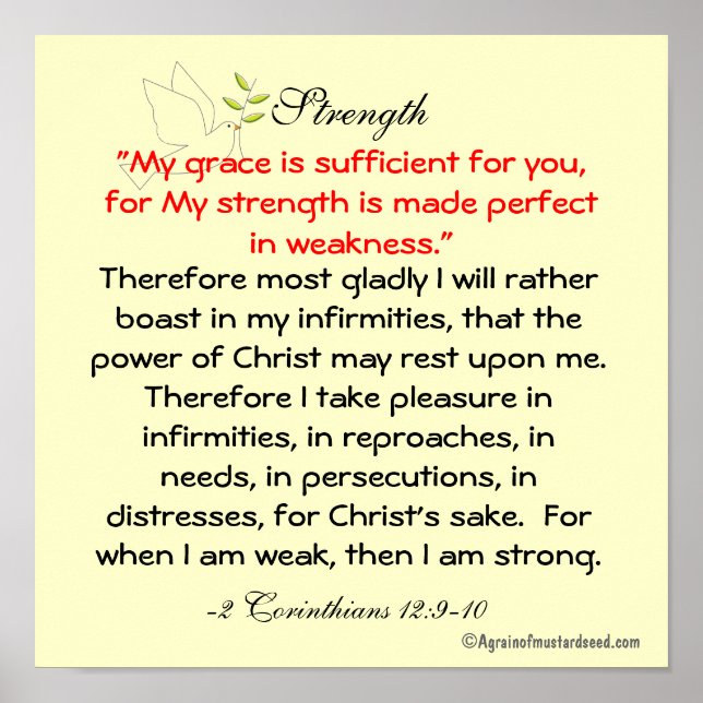 Póster My grace is sufficient for you Bible Quote Prayer (Frente)