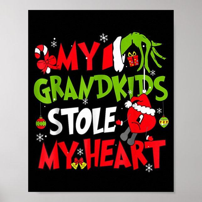 Póster My Grandkids Stole My Heart Christmas Xmas Family  (Frente)