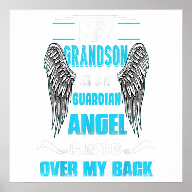 Póster My Grandson Is My Guardian Angel Watches Over Gift (Frente)