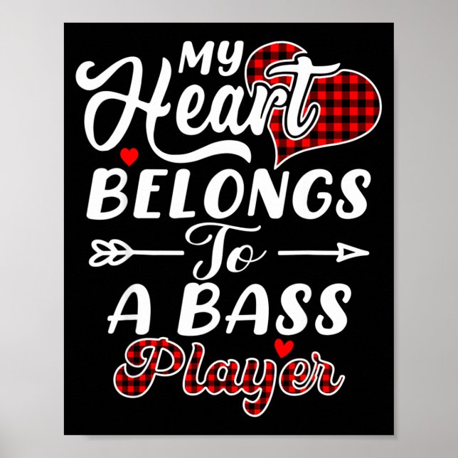 Póster My Heart Belongs To A B Player Shirt Funny Valenti (Frente)