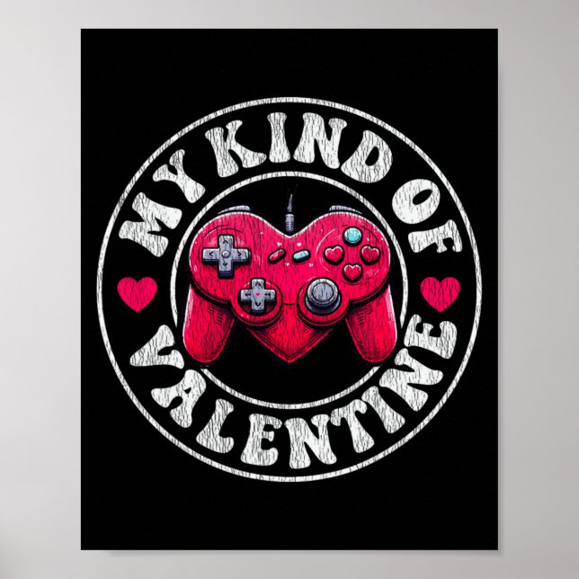 Póster My Kind Valentine Gamer Cool Valentines Day Girl B (Frente)