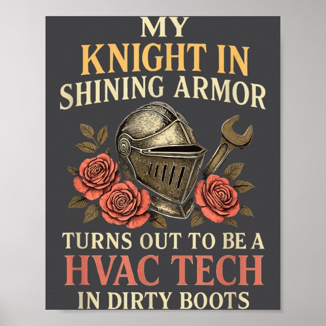 Póster My Knight In Shining Funny Hvac Tech Wife Women Gi (Frente)