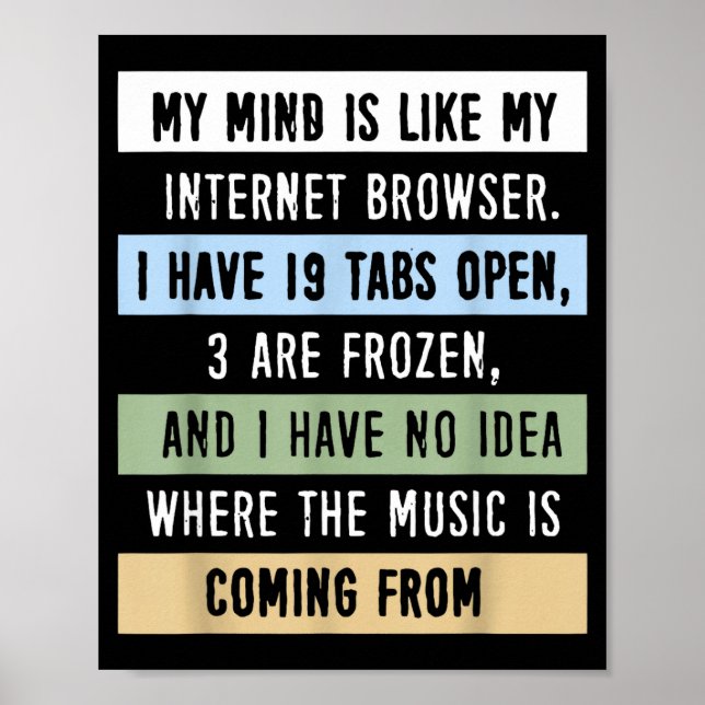 Póster My Mind Is Like A Internet Browser  (Frente)